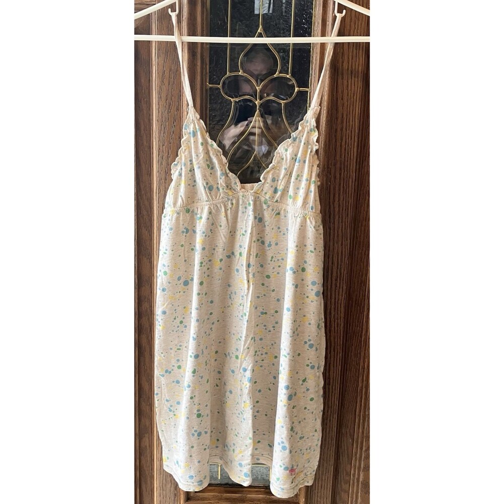 Vintage Y2K Victorias Secret Pink Babydoll Slip Dress M Cream Polka Dot‎ GUC